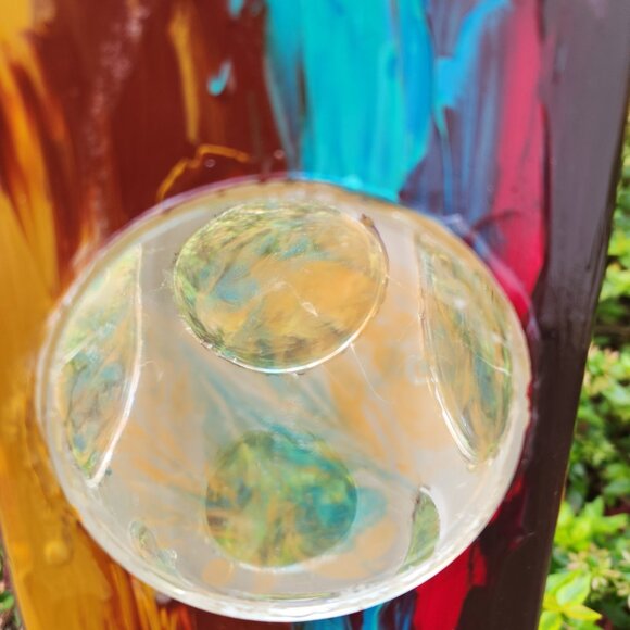 Garden Peace Pole Hand Painted w/ Solar Light Cap & Wire Stand Lighted Southwest - Picture 4 of 4